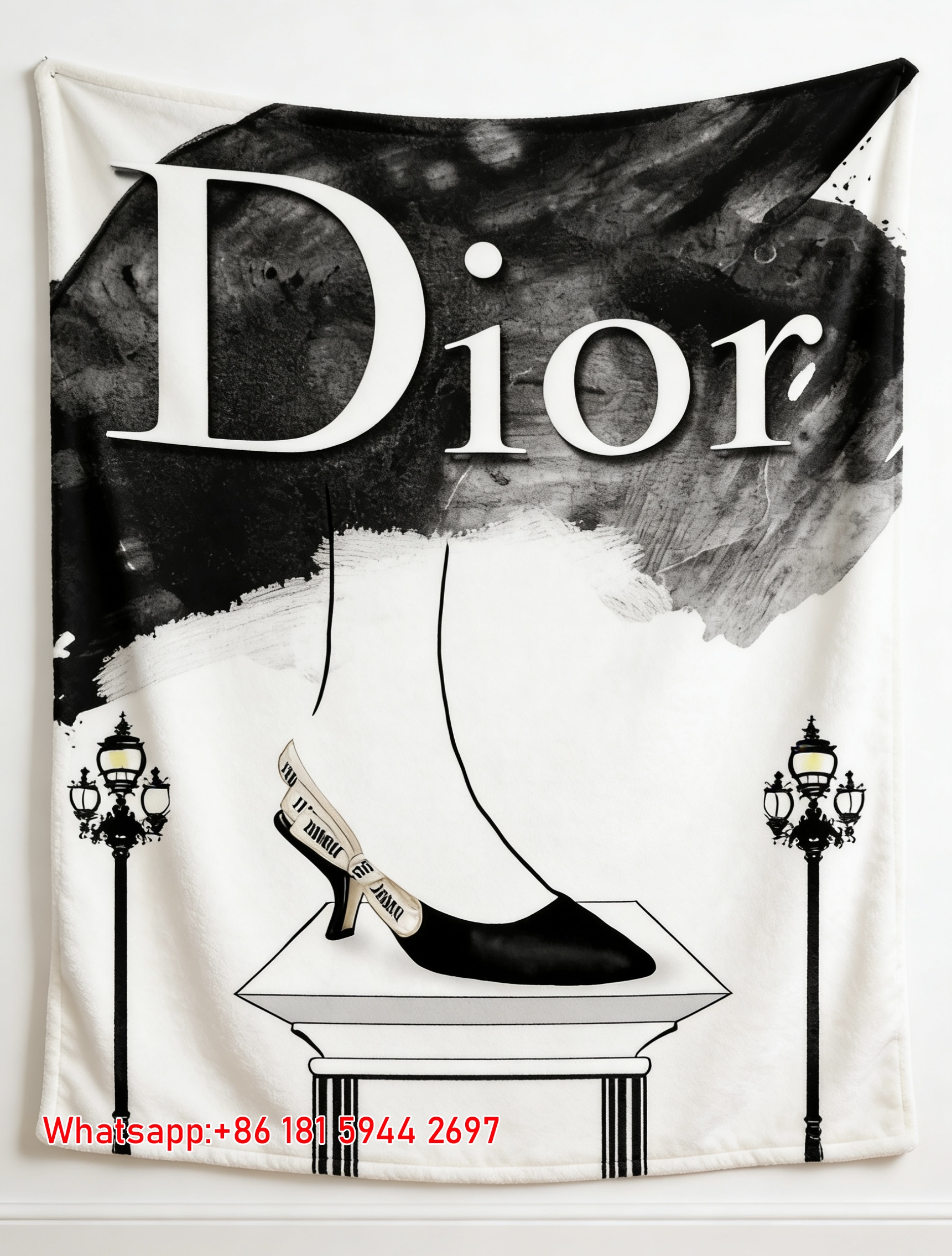 Dior High Heel Art Print Flannel Sofa Throw Blanket D053
